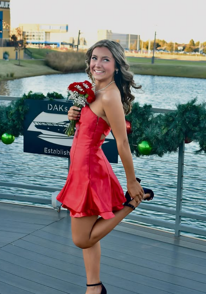 Elegant Red Straight Across Homecoming Dress Graduation Party Dress , QB0932