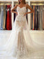 White Mermaid Sweetheart Spaghetti Strap Long Wedding Dresses, WDS0061