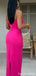 Sexy Bow Strapless Slit Fuchsia Maxi Long Sheath Formal Gown to Impress, Prom Dress,WGP2266