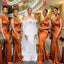 Elegant Orange Off Shoulder Pleats Simple Cheap Mermaid Long Bridesmaid Dresses, BDS0200