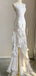 White Mermaid Slit Long Wedding Dresses, WDS0063