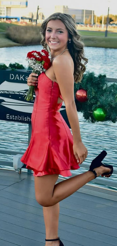 Elegant Red Straight Across Homecoming Dress Graduation Party Dress , QB0932