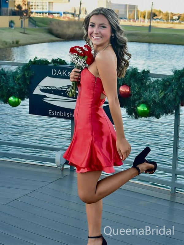 Elegant Red Straight Across Homecoming Dress Graduation Party Dress , QB0932