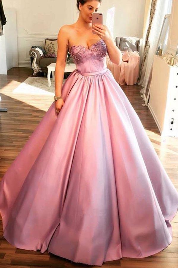 2019 Sweetheart A-line Ball Gown Lilac Evening Prom Dresses, QB0408