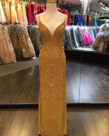 Sparkly Sequined Beaded Long Mermaid Evening Gowns Prom Dresses, QB0594