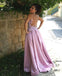 Charming Pink Scoop Long Cheap Prom Dresses Gown With Applique, QB0474
