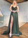 Sweetheart Soft Satin Pleats Side Slit A-line Evening Gowns Prom Dresses , QBP006