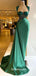 Gorgeous Emerald Green Rhinestones Mermaid Pleating Soft Satin Evening Gowns Prom Dresses, WGP237