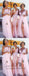 Sexy Side Slit Cap Sleeve Pink Custom Long Bridesmaid Dresses, WG233