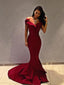 Simple Off Shoulder Simple Maroon Long Evening Prom Dresses, QB0454