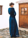 Elegant Sexy Deep V-neck Long Sleeveless High Side Slit Long Cheap Velvet Prom Dresses, QB0964