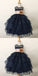 Cute Ball Gown Jewel Navy Blue Lace Flower Girl Dresses with Handmade Flowers, QB0222