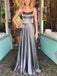 Spaghetti Straps Backless Silver Custom Long Evening Prom Dresses, QB0456