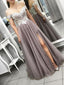 Off Shoulder Lace Grey Cheap Long Evening Prom Dresses, QB0363