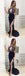 Sexy Navy Blue Halter Side Slit Long Cheap Prom Dresses With Beaded, QB0480
