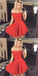 Sexy Off-Shoulder Short Cheap Red Satin Homecoming Dresses, QB0182