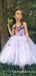Lovely Spaghetti Strap Lilac Tulle A-line Long Cheap Flower Girl Dresses, FGS0022