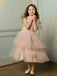 Long  Tulle Cheap Rustic Blush Pink Cute Flower Girl Dresses, QB0356