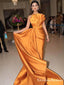 Newest Simple Charming Sweetheart Sleeveless Long Cheap  A-line Ornage Satin Prom Dresses, QB0925