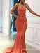 Mermaid Evening Gowns Belt Straps Orange Red Long Prom Dresses, QB0779