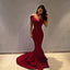 Simple Off Shoulder Simple Maroon Long Evening Prom Dresses, QB0454