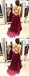 Sexy Backless V Neck Maroon Long Evening Prom Dresses, QB0414