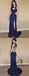 Sexy Royal Blue Long Cheap Side Slit Evening Prom Dresses, QB0477