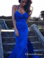 V Neck with Spaghetti Strap Side Split Sexy Long Mermaid Prom Dresses, QB0663