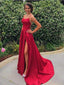 Red Sexy Side Slit Spaghetti Straps Cheap Long Evening Prom Dresses, QB0372
