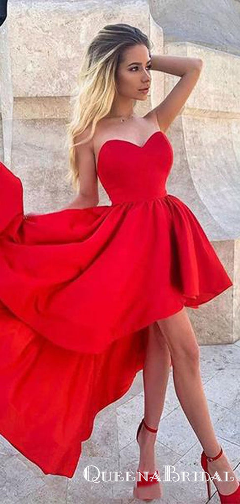 New Trend High Low Sweetheart Red Cheap Short Homecoming Dresses, QB0897