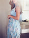 Sky Blue Floral Prom Dresses See Through Embroidery Formal Dress Evening Gowns, QB0284