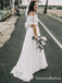Elegant Boho  Two Piece Lace Crop Long Cheap Wedding Dresses, QB0814