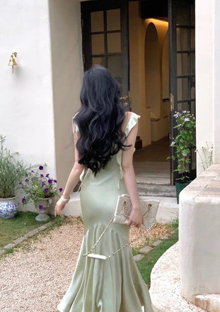 Elegant Ivory White Spaghetti Straps Mermaid Long Evening Prom Dresses ,WGP445