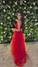 Sexy Red A-line Side Slit Maxi Long Party Prom Dresses, Wedding Party Dresses,WGP297
