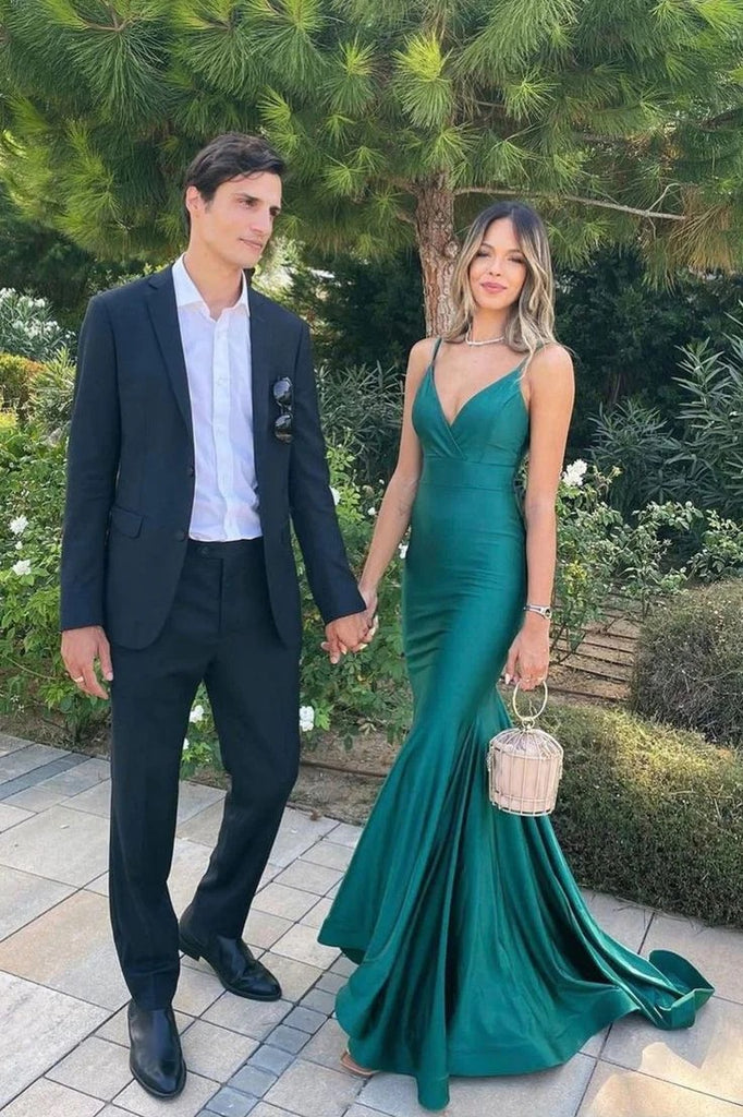 Sexy Green Mermaid Spaghetti Straps Backless Long Party Prom Dresses,Evening Dresses,WGP372