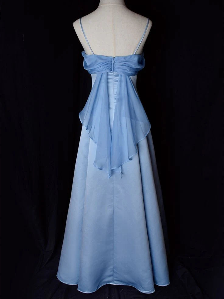 Elegant Blue A-line Spaghetti Strap  Long Prom Dress to Impress,WGP1721