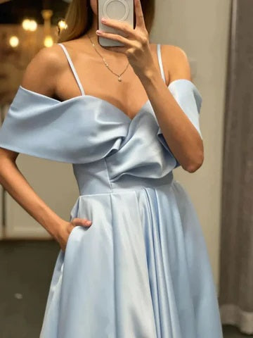 Popular Blue A-line Cold Shoulder Maxi Long Party Prom Dresses,Evening Dresses,WGP385
