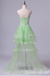 Green Beaded High Low Strapless Sweetheart A-line Graduation Party Short Homecoming Dresses Formal Evening Party Dresses , QB0820