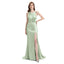 Mismatched Sage Mermaid Side Slit Maxi Long Bridesmaid Dresses, BDS0131