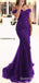 Elegant Dark Purple Mermaid Lace Appliques Evening Gown Maxi Long Formal Dresses Prom Dresses,WGP912