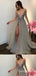 Sexy Plunging Beaded Sparkle Deep V-neck A-line Evening Gown Tulle Long Formal Dresses Prom Dresses ,WGP767