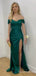 Sexy Simple Sweetheart High Side Slit Green Off-the-shoulder Evening Gown Maxi Long Formal Dresses Prom Dresses,WGP916