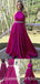 Hot Pink Beaded Halter A-line Evening Gown Maxi Long Evening Party Prom Dresses ,WGP1042