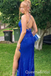 Shiny Blue Mermaid V Neck Party Dress Long Prom Dresses to Impress ,WGP1511