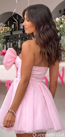 Unique Strapless A-line Short Mini Homecoming Dress,QB1003