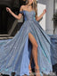 Sparkle Blue Sweetheart Sweetheart Prom Dresses to Impress with Slit,WGP1303