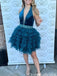Elegant Deep V-neck Halter A-line Short Mini Homecoming Dress,QB1004