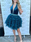 Elegant Deep V-neck Halter A-line Short Mini Homecoming Dress,QB1004