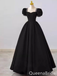 Gorgeous Black Sweetheart Bubble Sleeves A-line Beaded Long Party Dress Prom Dresses ,WGP1777