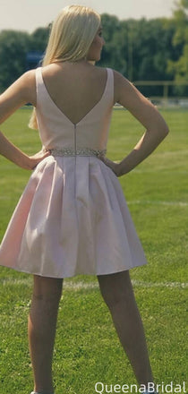 Elegant V-neck Notched A-line Short Mini Homecoming Dress,QB1006